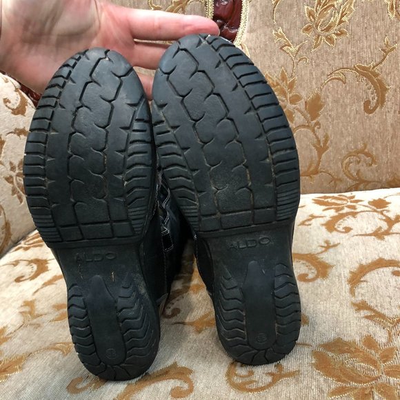 Lace-Up Knee High Patent & Leather Aldo Rain Boots - Picture 12 of 16